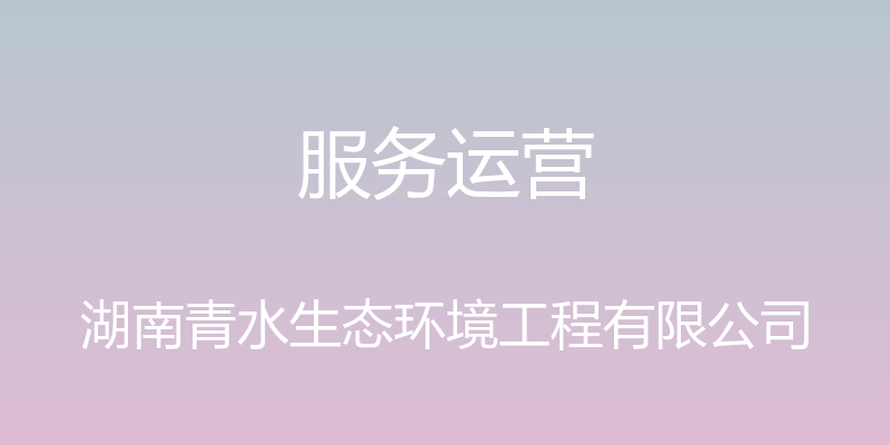 服务运营 - 湖南青水生态环境工程有限公司